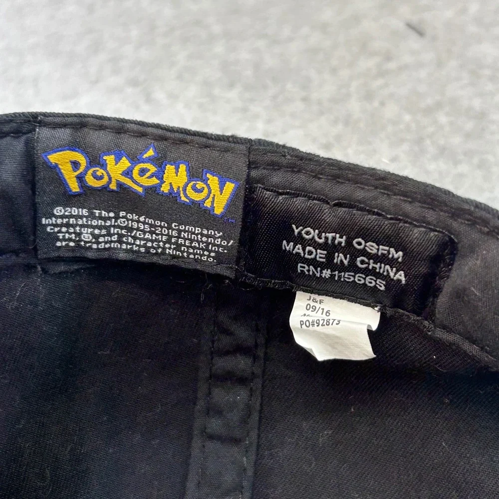 Pokemon Poke Ball Youth Black Hat Pikachu Print Brim Snapback OSFM